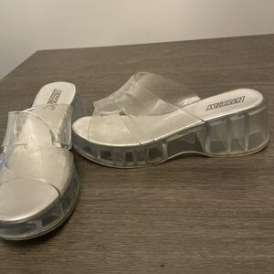 Jeffrey Campbell Clear Sandals Jelly Platform Size 10